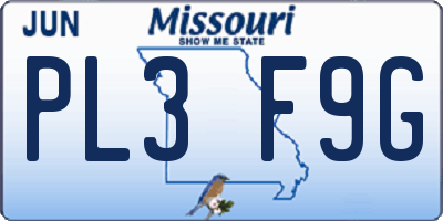 MO license plate PL3F9G