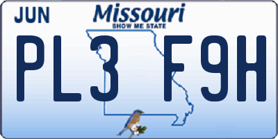 MO license plate PL3F9H