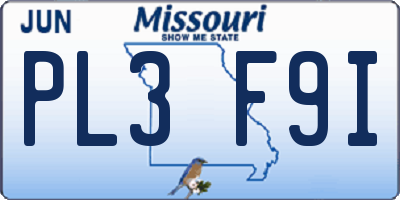 MO license plate PL3F9I