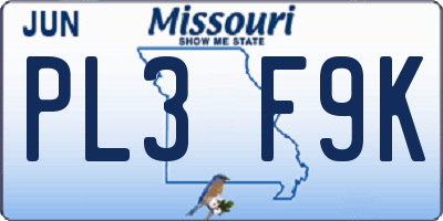 MO license plate PL3F9K