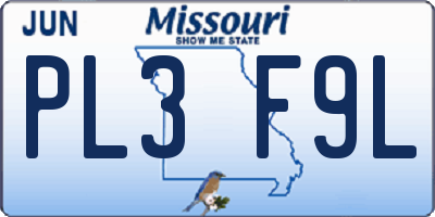 MO license plate PL3F9L