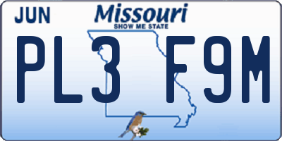 MO license plate PL3F9M