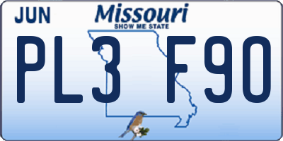 MO license plate PL3F9O