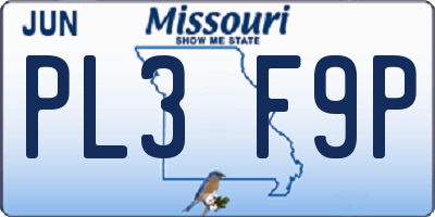 MO license plate PL3F9P