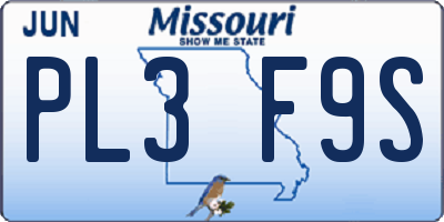 MO license plate PL3F9S