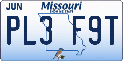MO license plate PL3F9T