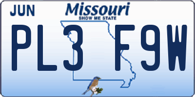MO license plate PL3F9W