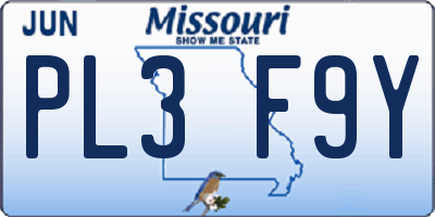 MO license plate PL3F9Y