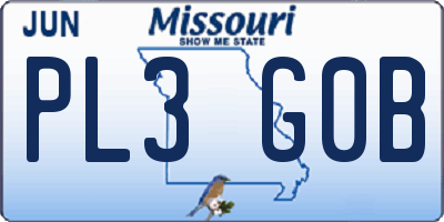 MO license plate PL3G0B
