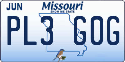 MO license plate PL3G0G