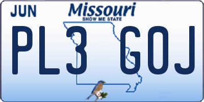 MO license plate PL3G0J