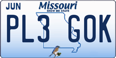 MO license plate PL3G0K