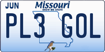 MO license plate PL3G0L