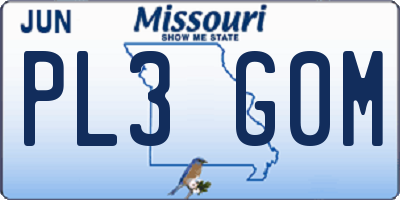 MO license plate PL3G0M