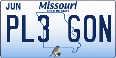 MO license plate PL3G0N