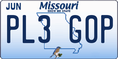 MO license plate PL3G0P