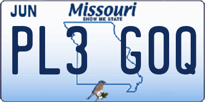 MO license plate PL3G0Q