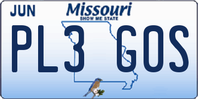 MO license plate PL3G0S