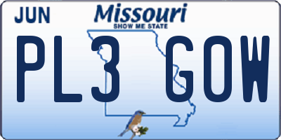 MO license plate PL3G0W