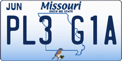 MO license plate PL3G1A
