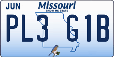 MO license plate PL3G1B