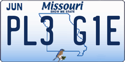 MO license plate PL3G1E
