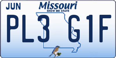 MO license plate PL3G1F