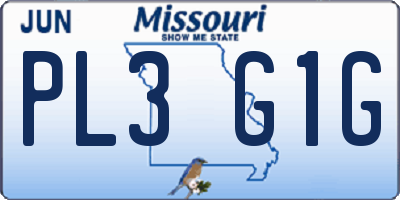 MO license plate PL3G1G
