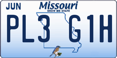 MO license plate PL3G1H