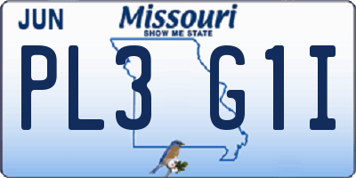 MO license plate PL3G1I