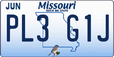 MO license plate PL3G1J