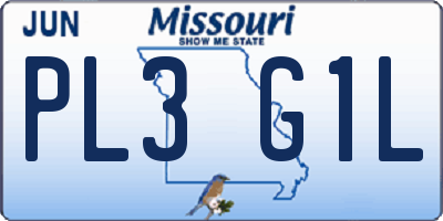 MO license plate PL3G1L