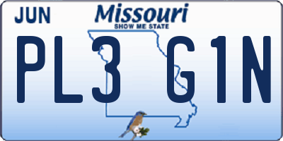 MO license plate PL3G1N