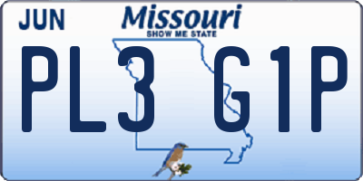 MO license plate PL3G1P