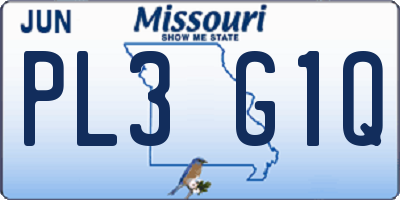 MO license plate PL3G1Q