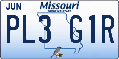 MO license plate PL3G1R
