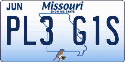 MO license plate PL3G1S