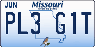 MO license plate PL3G1T