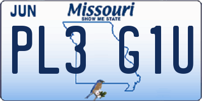 MO license plate PL3G1U