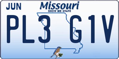 MO license plate PL3G1V