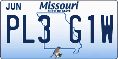 MO license plate PL3G1W
