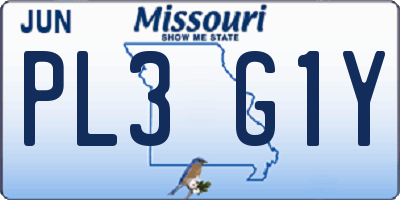 MO license plate PL3G1Y