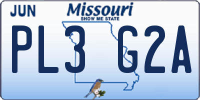 MO license plate PL3G2A