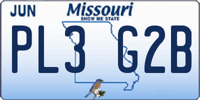 MO license plate PL3G2B
