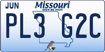 MO license plate PL3G2C