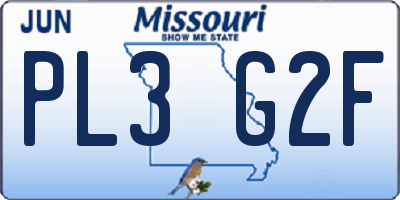MO license plate PL3G2F