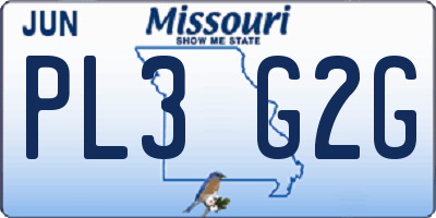 MO license plate PL3G2G