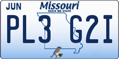 MO license plate PL3G2I