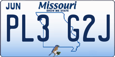 MO license plate PL3G2J