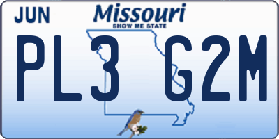 MO license plate PL3G2M